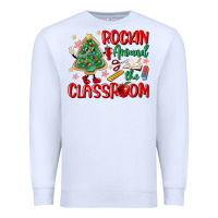 White rockin around the clasroom teacher Premium Sweatshirt - MaliasSmallBusiness