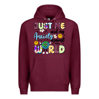 Burgundy just me and my anxiety against the world Premium Hoodie - Artiststas