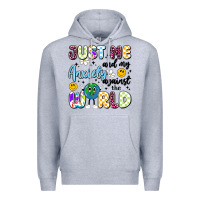 Heather Grey just me and my anxiety against the world Premium Hoodie - Artiststas