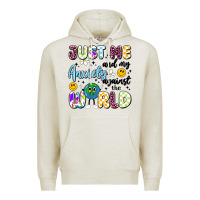 Oatmeal Heather just me and my anxiety against the world Premium Hoodie - Artiststas