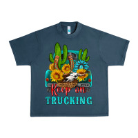 Midnight Navy keep on trucking with western truck Urban Heavy Tee - HRA Design Shop