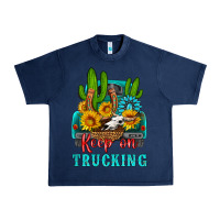 Navy keep on trucking with western truck Urban Heavy Tee - HRA Design Shop