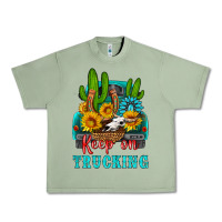Oil Green keep on trucking with western truck Urban Heavy Tee - HRA Design Shop