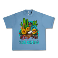 Pebble Blue keep on trucking with western truck Urban Heavy Tee - HRA Design Shop