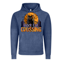 Vintage Denim Black Cat Crossing Vintage Hoodie - texasbilliewilder