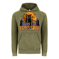Vintage Olive Black Cat Crossing Vintage Hoodie - texasbilliewilder
