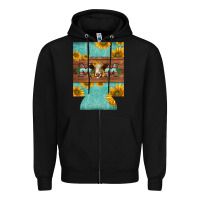 Black mom hereford cattle sunflowers on tooled leather regular can cooler Zipper Hoodie - BarkalooDesign