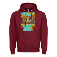 Burgundy mom hereford cattle sunflowers on tooled leather regular can cooler Zipper Hoodie - BarkalooDesign