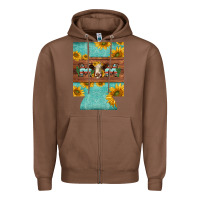 Chestnut mom hereford cattle sunflowers on tooled leather regular can cooler Zipper Hoodie - BarkalooDesign