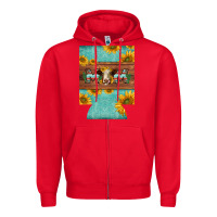 Red mom hereford cattle sunflowers on tooled leather regular can cooler Zipper Hoodie - BarkalooDesign