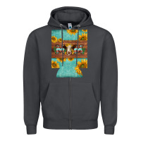 Smoke mom hereford cattle sunflowers on tooled leather regular can cooler Zipper Hoodie - BarkalooDesign