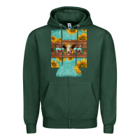 Sports Green mom hereford cattle sunflowers on tooled leather regular can cooler Zipper Hoodie - BarkalooDesign