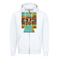 White mom hereford cattle sunflowers on tooled leather regular can cooler Zipper Hoodie - BarkalooDesign