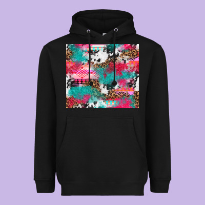 Leopard Cowhide Pink Turquoise Glitter Heavyweight Hoodie Designed By Nancycooperartshop