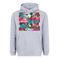 Heather Grey leopard cowhide pink turquoise glitter Heavyweight Hoodie - NancyCooperArtShop