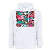 White leopard cowhide pink turquoise glitter Heavyweight Hoodie - NancyCooperArtShop
