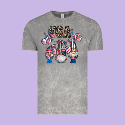 Usa America Gnome Vintage Tee Designed By Cowhidedigitalart