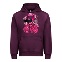 Mauve Wine Warrior Breast Cancer with boxing gloves Urban Hoodie - NancyCooperArtShop