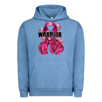 Pigment Pebble Blue Warrior Breast Cancer with boxing gloves Urban Hoodie - NancyCooperArtShop