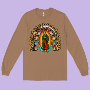 Our Lady Of Guadalupe Rainbow Long Sleeve Tee Designed By Jahusdesignshop