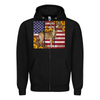 Black Western American Flag And Deer Zipper Hoodie - LillyAllenDesigns
