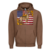 Chestnut Western American Flag And Deer Zipper Hoodie - LillyAllenDesigns
