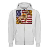 Dove Grey Western American Flag And Deer Zipper Hoodie - LillyAllenDesigns