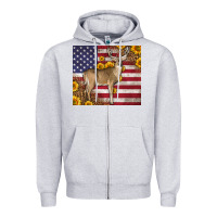Heather Grey Western American Flag And Deer Zipper Hoodie - LillyAllenDesigns