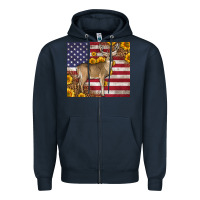Navy Western American Flag And Deer Zipper Hoodie - LillyAllenDesigns