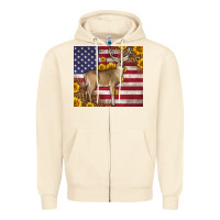 Sandshell Western American Flag And Deer Zipper Hoodie - LillyAllenDesigns