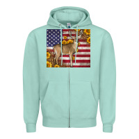 Seafoam Western American Flag And Deer Zipper Hoodie - LillyAllenDesigns