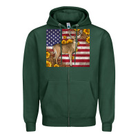 Sports Green Western American Flag And Deer Zipper Hoodie - LillyAllenDesigns