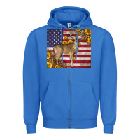True Royal Western American Flag And Deer Zipper Hoodie - LillyAllenDesigns
