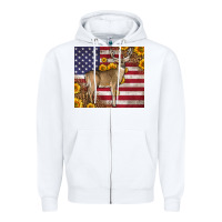 White Western American Flag And Deer Zipper Hoodie - LillyAllenDesigns