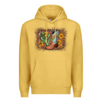 Antique Gold cowboy boots cactus leopard Premium Hoodie - AdoDesignShop