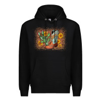 Black cowboy boots cactus leopard Premium Hoodie - AdoDesignShop