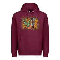 Burgundy cowboy boots cactus leopard Premium Hoodie - AdoDesignShop