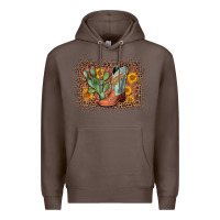 Coffee cowboy boots cactus leopard Premium Hoodie - AdoDesignShop