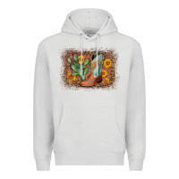 Dove Grey cowboy boots cactus leopard Premium Hoodie - AdoDesignShop