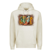 Oatmeal Heather cowboy boots cactus leopard Premium Hoodie - AdoDesignShop