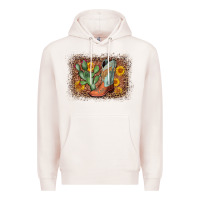 Pale Pink cowboy boots cactus leopard Premium Hoodie - AdoDesignShop