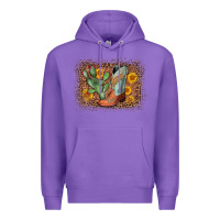Purple cowboy boots cactus leopard Premium Hoodie - AdoDesignShop