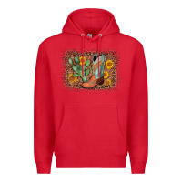 Red cowboy boots cactus leopard Premium Hoodie - AdoDesignShop