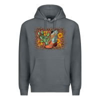 Rock cowboy boots cactus leopard Premium Hoodie - AdoDesignShop