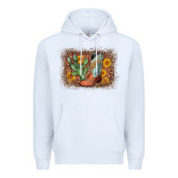 White cowboy boots cactus leopard Premium Hoodie - AdoDesignShop