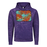 Cloud Purple western leopard tooled leather background Vintage Hoodie - Zillion Design Studio