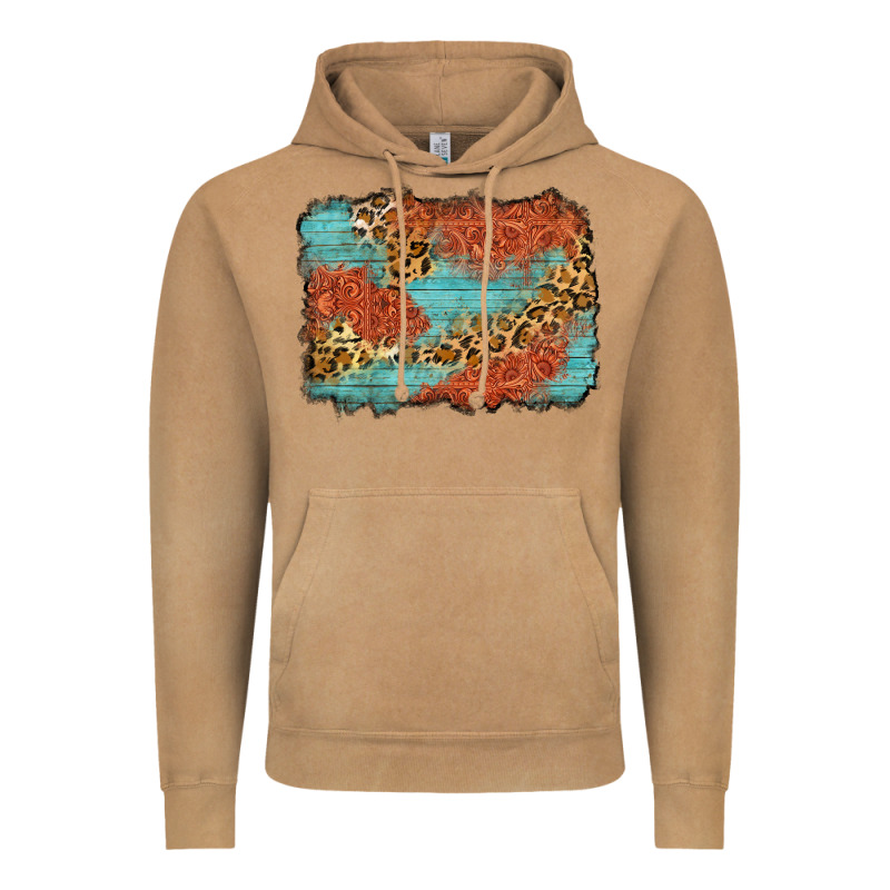 Western Leopard Tooled Leather Background Vintage Hoodie by Zillion Design Studio | Teevron