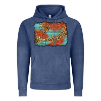 Vintage Denim western leopard tooled leather background Vintage Hoodie - Zillion Design Studio