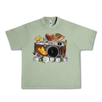 Oil Green floral butterfly film roll vintage camera Urban Heavy Tee - FaDigitalArtStudio