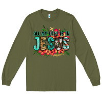 Army Green all my hope is in jesus Long Sleeve Tee - Jasminsmagicworld